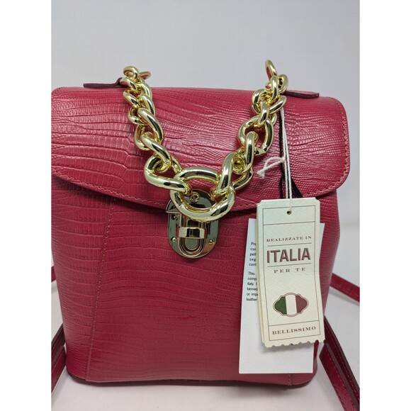 Divina Firenze Trilli Ruby Italian Leather Convertible Backpack Crossbody Bag - Picture 2 of 9